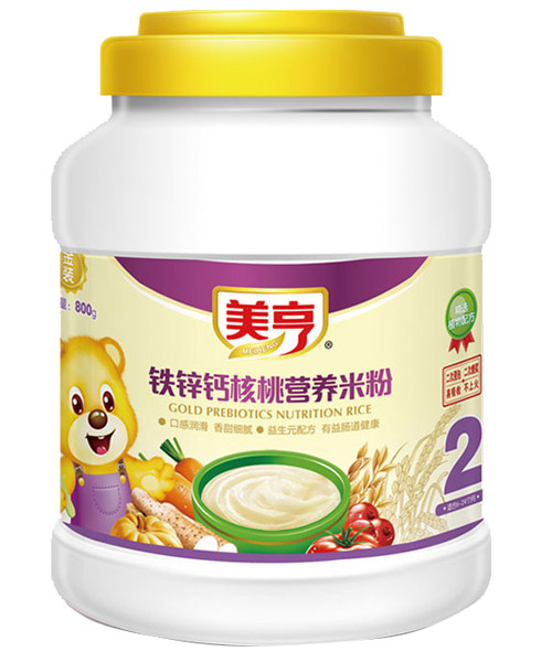 美亨800g桶裝鐵鋅鈣核桃營養(yǎng)米粉2段