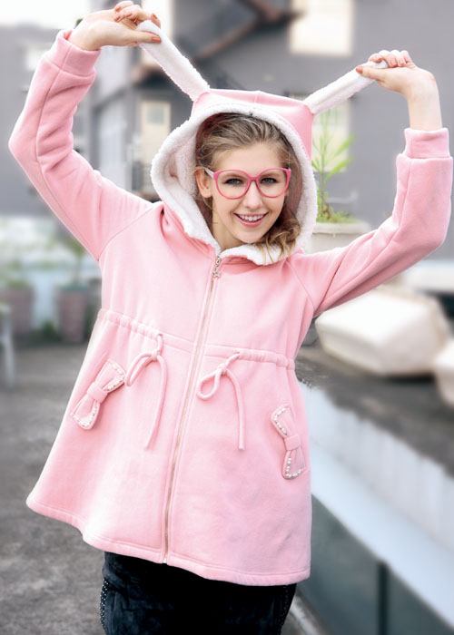 懷泰孕婦小兔粉色外套