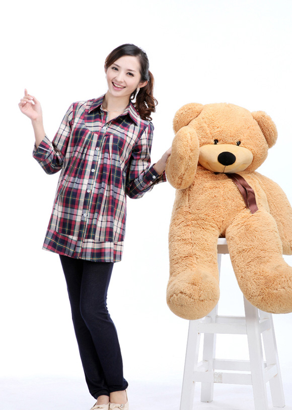 康福祿純棉孕婦襯衣紅格子