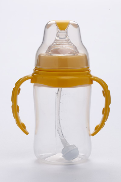 施貝樂(lè)橙色寬口弧形奶瓶