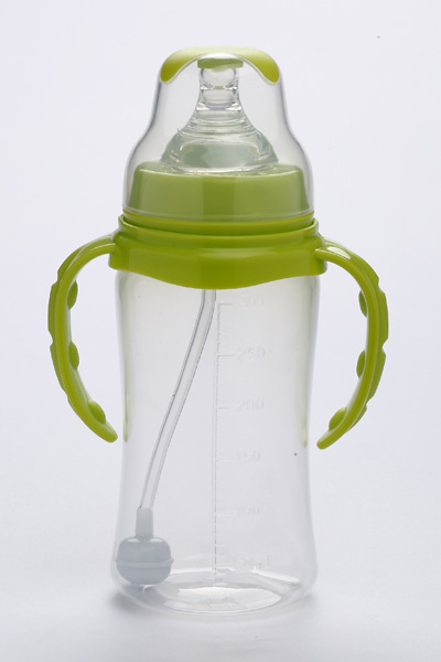 施貝樂綠色帶柄嬰兒奶瓶