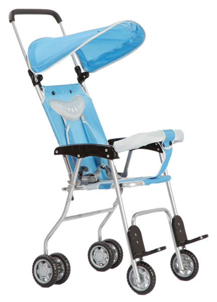 小貝樂簡(jiǎn)易型帶傘柄藍(lán)色嬰兒推車A-29