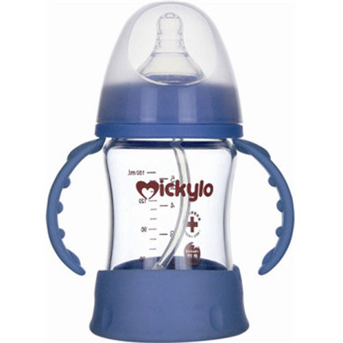 米奇樂防破晶鉆玻璃寬口自動奶瓶150ml