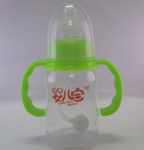 嬰兒寶150ML標口徑弧形自動手柄奶瓶綠色