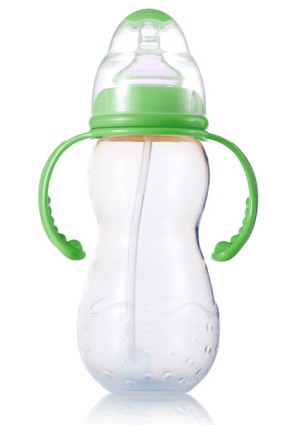 媽媽易300毫升PP全自動雙柄標(biāo)口梅花奶瓶綠色