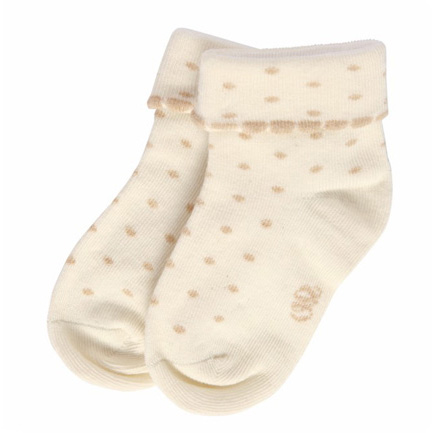 本色源有機(jī)棉圓點(diǎn)翻邊童襪