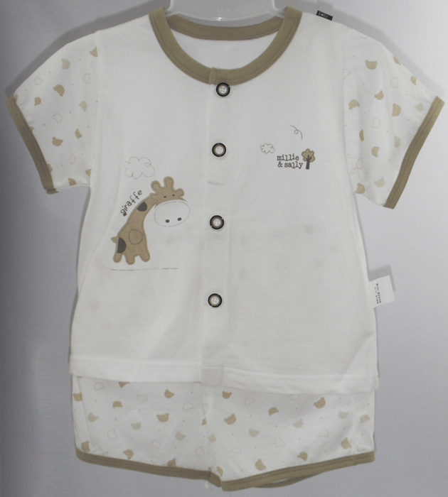 娃愛(ài)的蓓蓓駝色花紋短袖短褲套裝