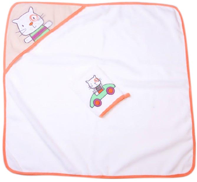 母之戀貓Bby嬰兒頭包被+洗澡手套