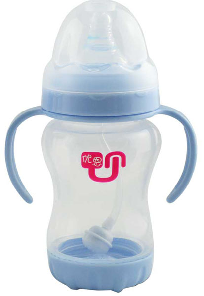 優(yōu)恩藍(lán)色寬口防脹氣PP奶瓶200ml
