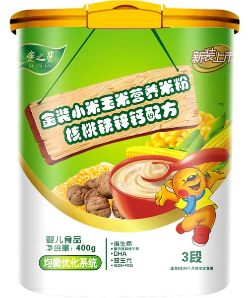 愛之藍(lán)金裝核桃鐵鋅鈣配方米粉3段