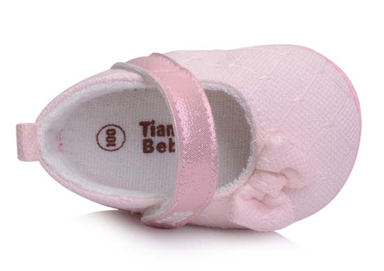 天使之嬰提花布幼兒學步鞋粉紅