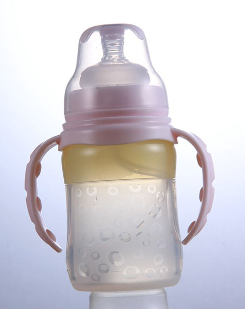 樂(lè)哈哈寬口弧型160毫升硅膠奶瓶