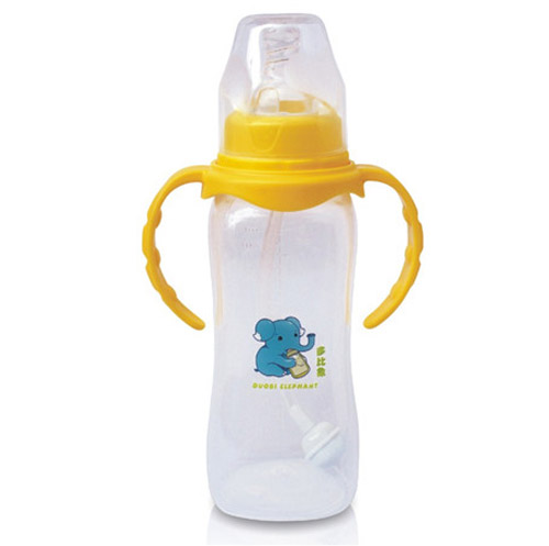 多比象帶手柄嬰兒自動奶瓶黃色