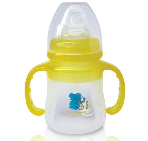 多比象帶柄嬰兒自動奶瓶黃色