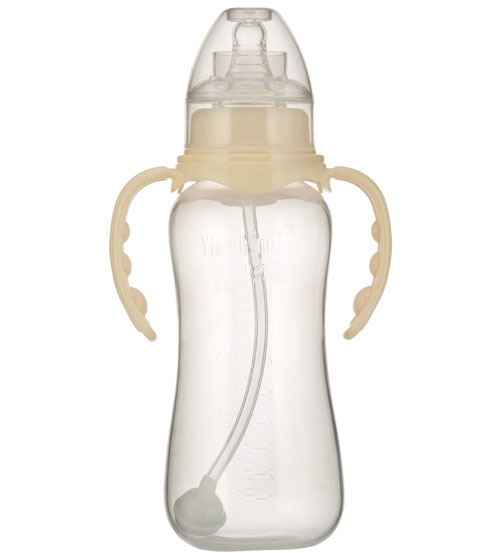 嬰之美標(biāo)口雙耳自動圓弧PP奶瓶240ML乳白色