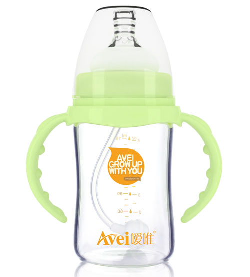 噯唯寬口徑帶柄自動(dòng)高硼硅玻璃奶瓶(180ml)