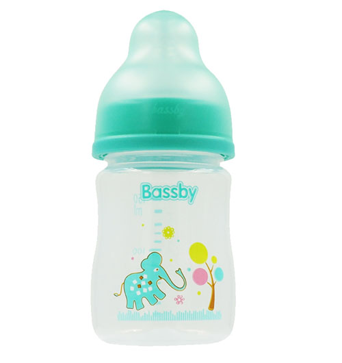 貝斯比寬口自帶刻度異形PP奶瓶150ml綠色