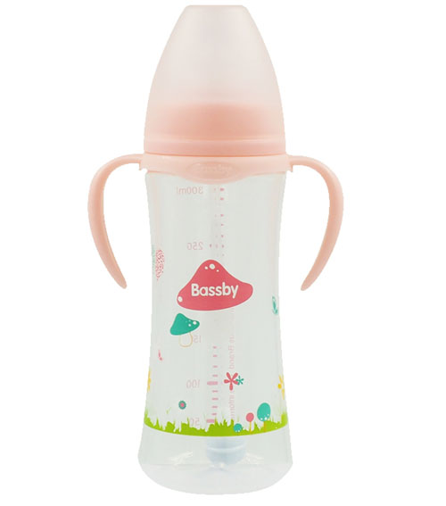 貝斯比寬口弧形PP自動(dòng)奶瓶300ml紅色