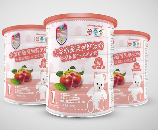 澳澳熊粉愛(ài)蘋果DHA優(yōu)樂(lè)智鮮米粉1段