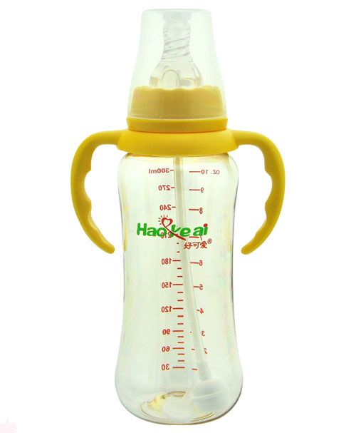 好可愛標口自動吸管弧形奶瓶300ml