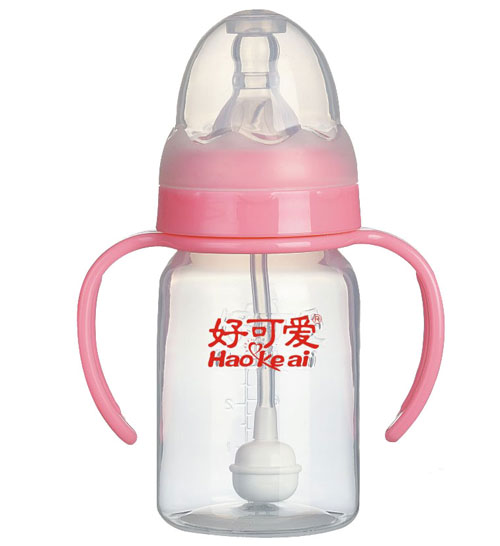 好可愛標口自動吸管手柄直身奶瓶120ml