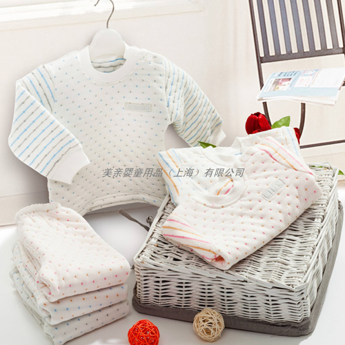 美親嬰兒有機(jī)棉條紋套裝