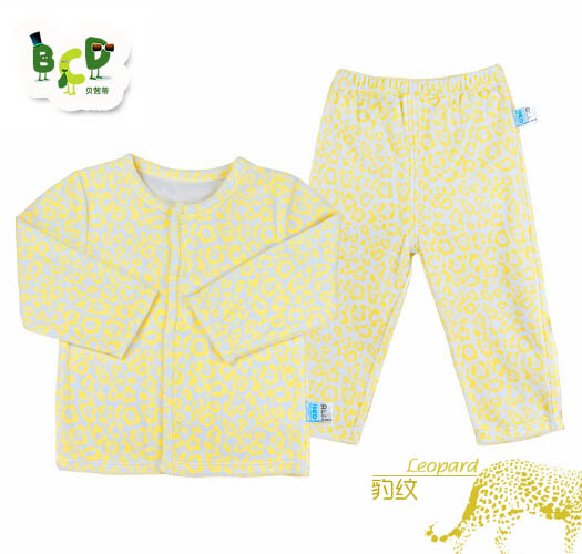 貝茜蒂黃色時(shí)尚豹紋純棉套裝