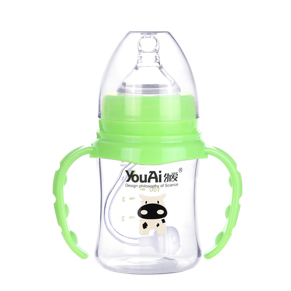 幼愛(ài)帶柄自動(dòng)吸晶鉆玻璃寬口奶瓶150ml