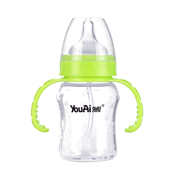 幼愛帶柄自動(dòng)吸寬口硅膠奶瓶150ml