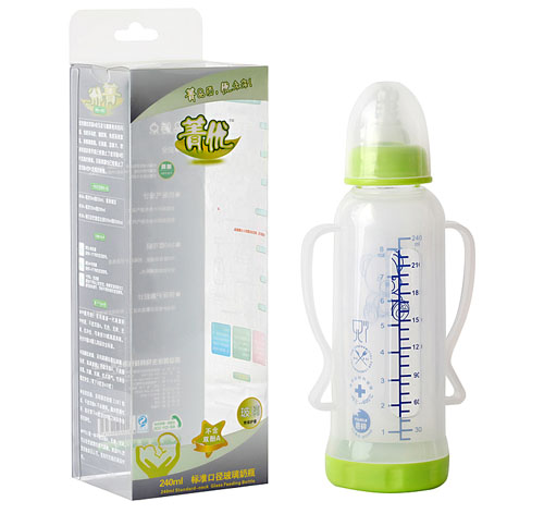 菁優(yōu)標準口徑玻璃奶瓶240ml綠色