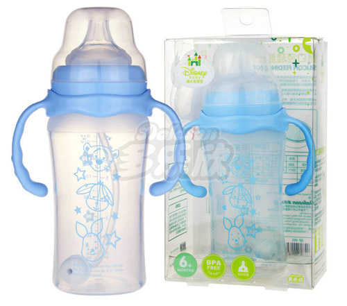 迪士尼寶寶寬口徑手柄吸管硅膠奶瓶(大號)240ml