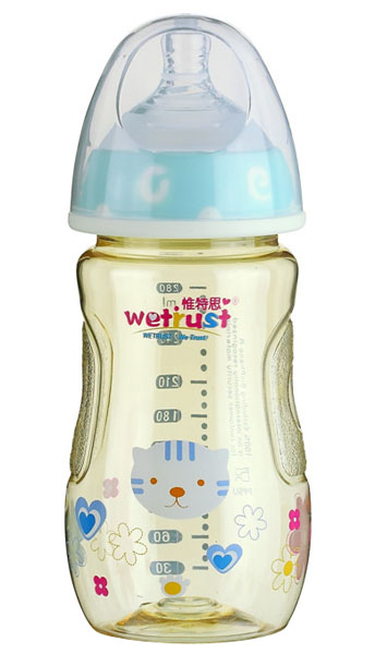 惟特思粉藍(lán)寬口PPSU奶瓶雙色無(wú)把手(280ml)