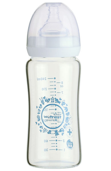 惟特思白色晶鉆玻璃印花奶瓶240ml(無(wú)把手)