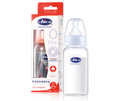 積高標(biāo)準(zhǔn)口徑真乳實(shí)感晶鉆玻璃奶瓶150ml