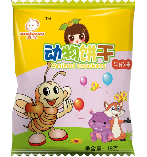 麥聰動(dòng)物餅干牛奶味袋裝18g