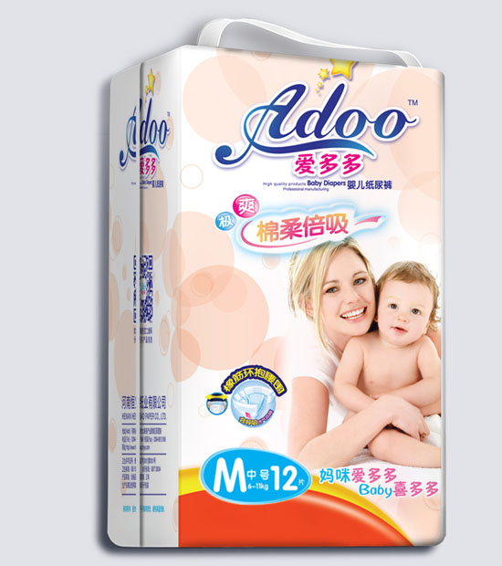 愛多多棉柔倍吸嬰兒紙尿褲M碼12片