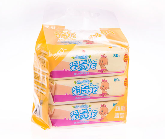 愛(ài)奇諾荷荷巴油嬰兒口手無(wú)香80片枕式加蓋三聯(lián)包(黃)2