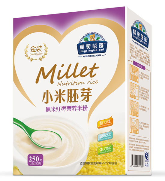 精靈蓓蓓黑米紅棗小米胚芽營(yíng)養(yǎng)米粉