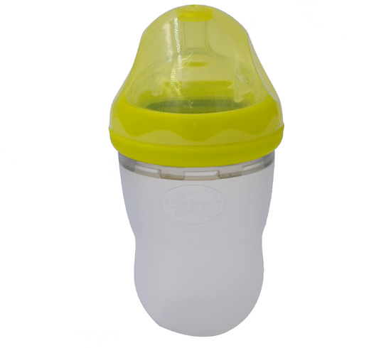 220ML超寬口徑安撫型硅膠奶瓶綠色