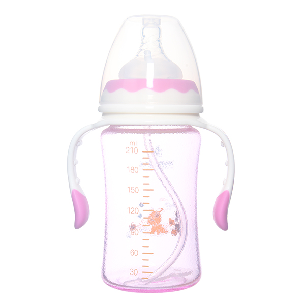 媽咪樹噴硅膠寬口高硼硅玻璃奶瓶210ml