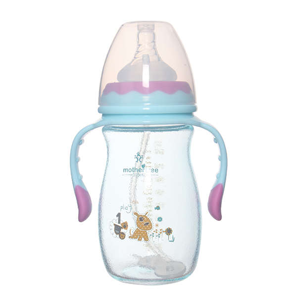 媽咪樹噴硅膠寬口高硼硅玻璃奶瓶240ml