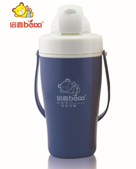 倍喜帶手提雙層吸管杯學(xué)生隨身杯350ML(藍色)