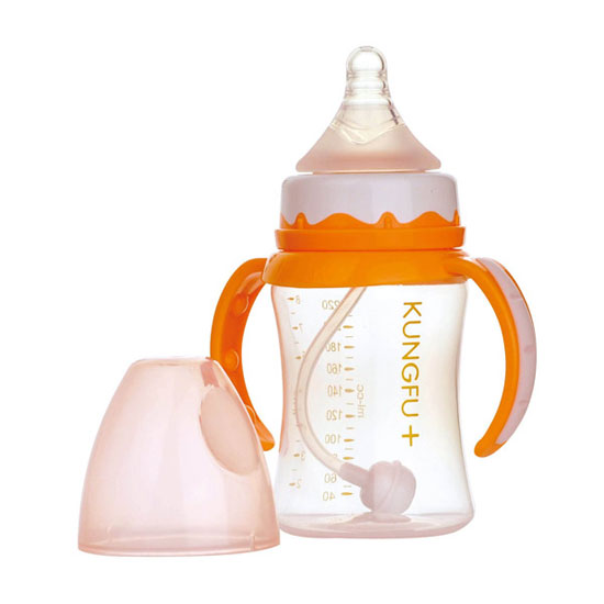 功夫?qū)氊怭P寬口自動小奶瓶橙色