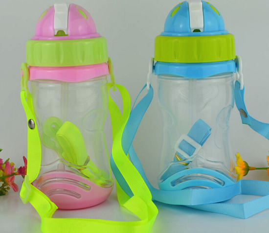 聰貝吸管式帶底座帶背帶寶寶水杯260ml