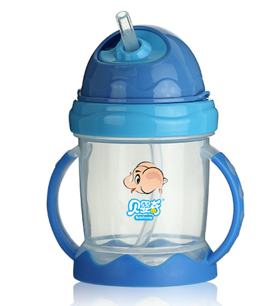 貝嬰奇雙耳吸管水杯藍(lán)色