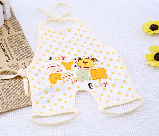 色小魚米白雙面布快樂熊連腳肚兜