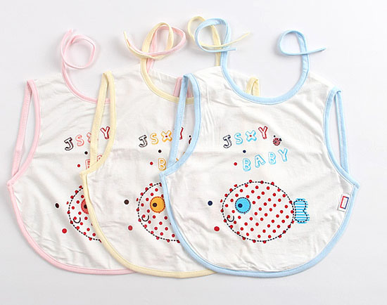 金色小魚單面麻塞爾纖維小號口水圍(三條裝)