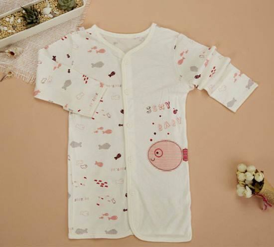 金色小魚竹纖維單面小魚護手睡袍