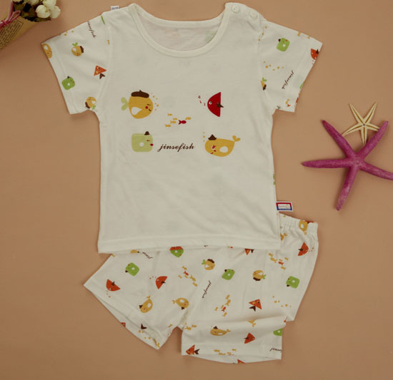 金色小魚(yú)蘆薈纖維單面小魚(yú)短袖肩開(kāi)套