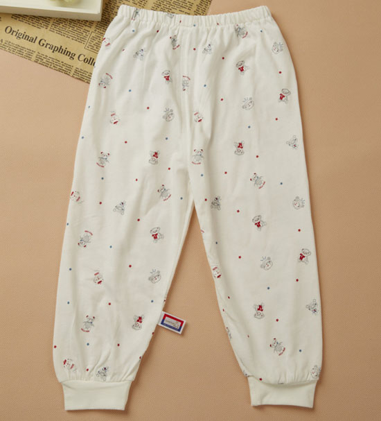 金色小魚精棉單面歡樂熊束口單條褲